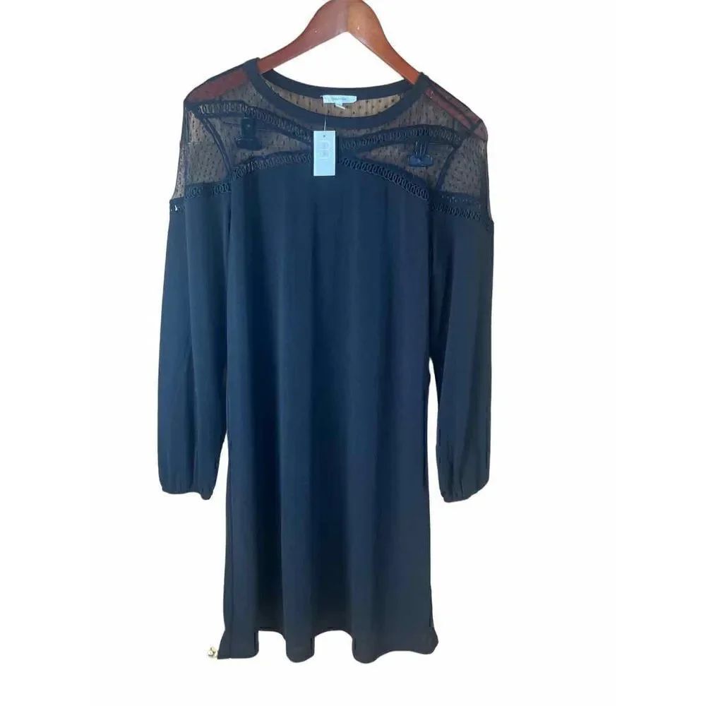 Nwt Maurice’s little black dress lace sheer shoulder long sleeve medium holiday